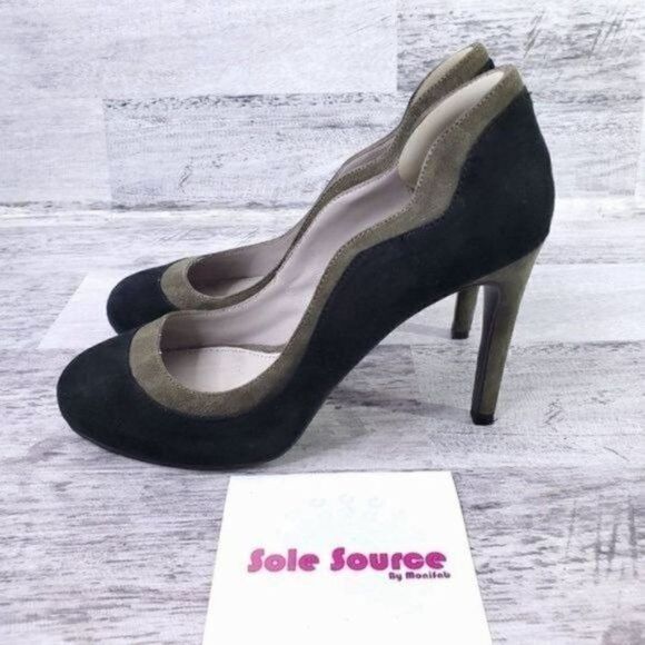 Lola Cruz Two Tone Round Toe Suede Pump Black Green sz 37 Women's sz 7 - Picture 4 of 8